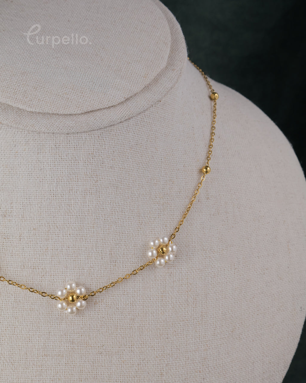 Purpello Anti-tarnish Pearl Floral Neckalce