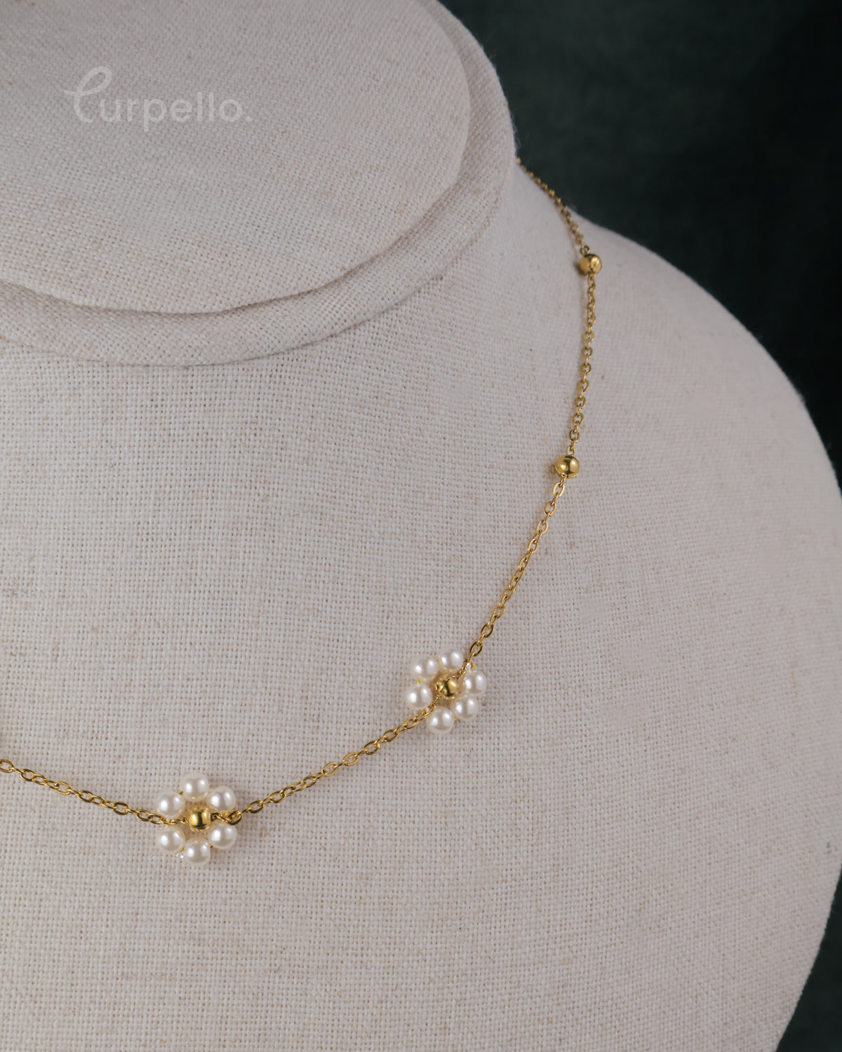 Purpello Anti-tarnish Pearl Floral Neckalce