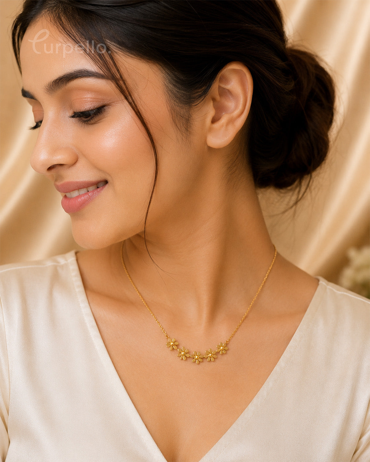 Purpello Floral Gold Minimal Necklace