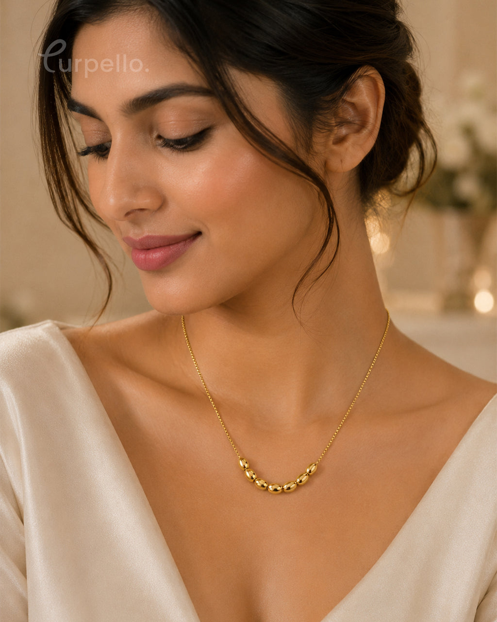 Purpello Premium Gold Beaded Chain