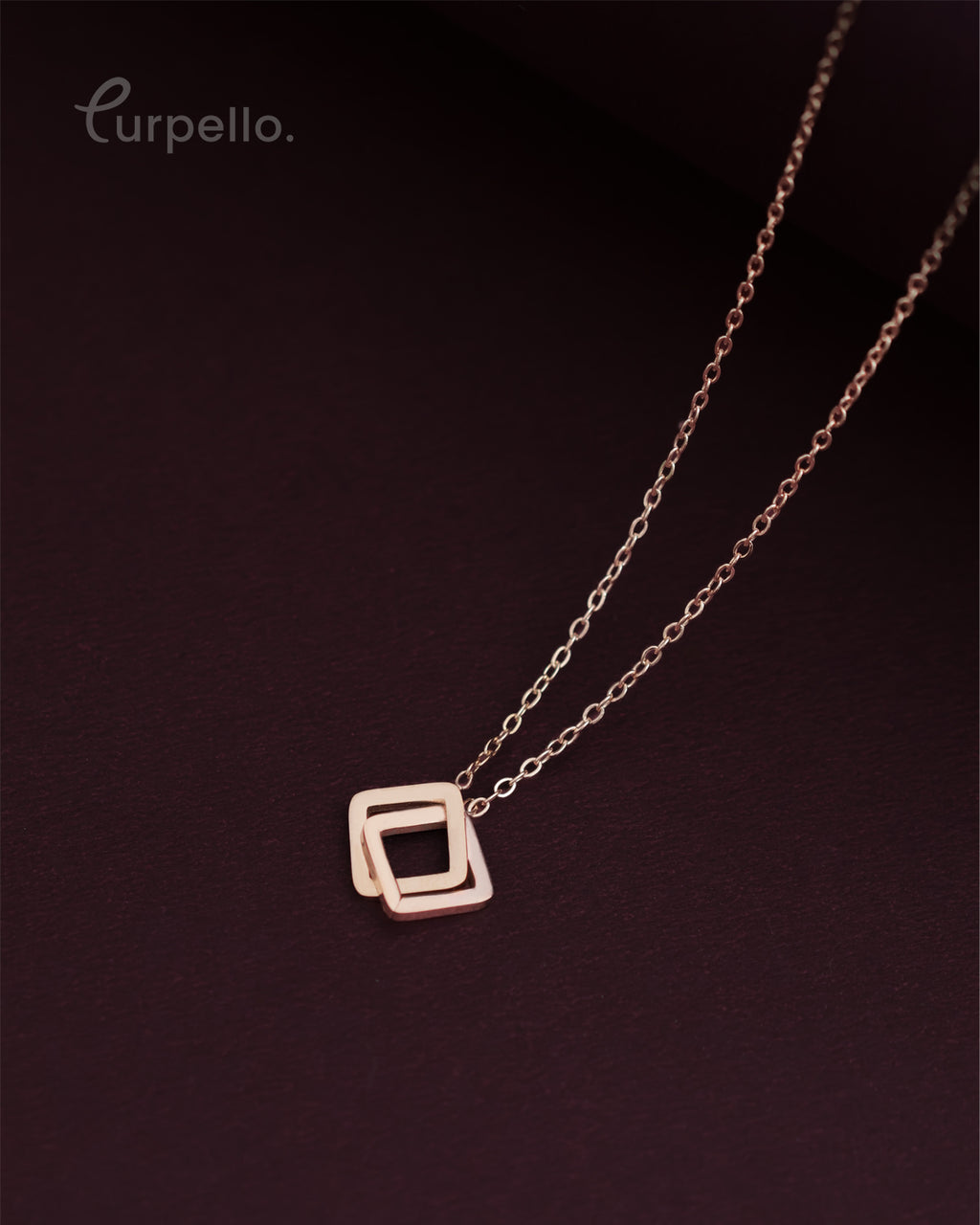 Purpello Rose Gold Geometric Pendant Chain