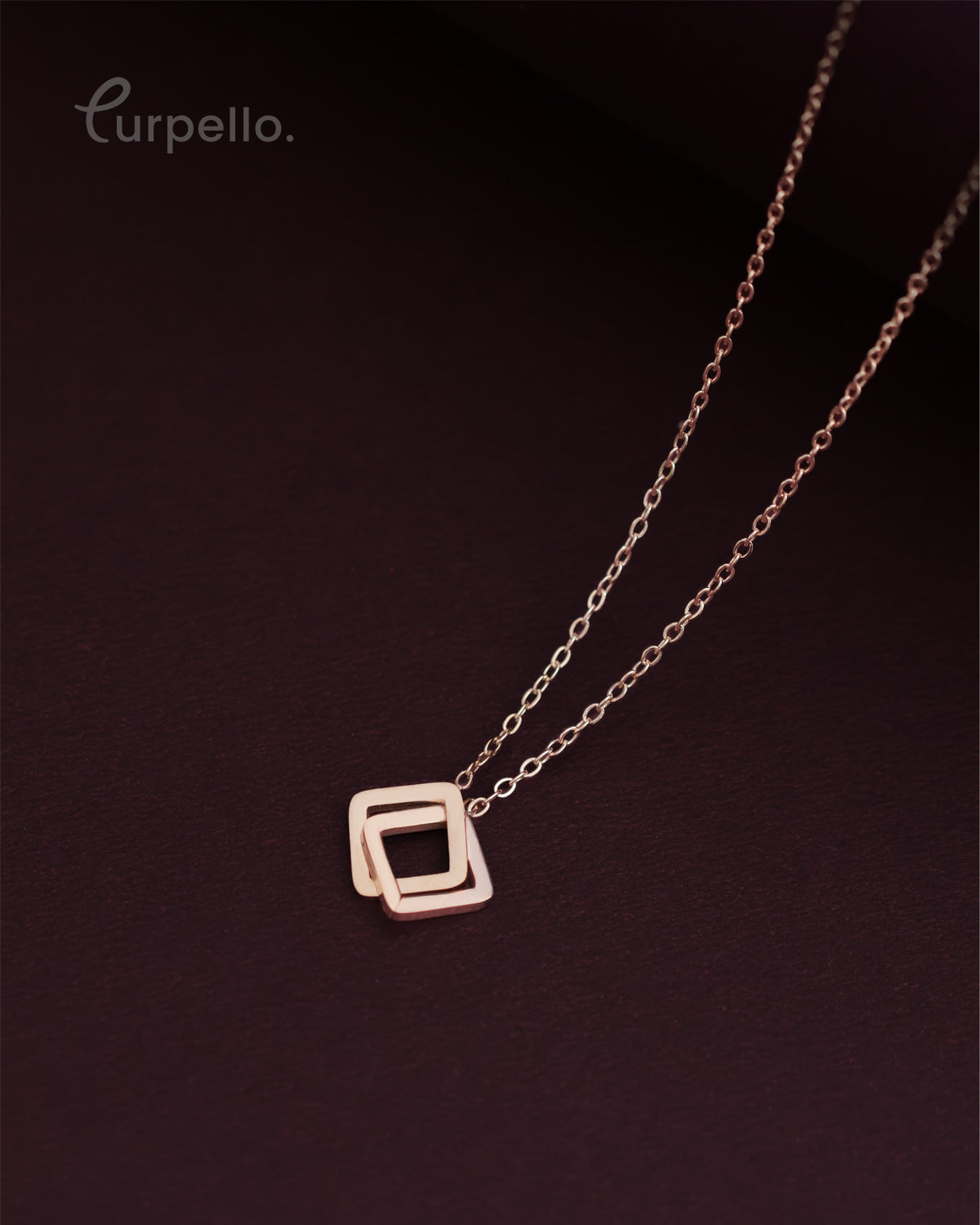 Purpello Rose Gold Geometric Pendant Chain