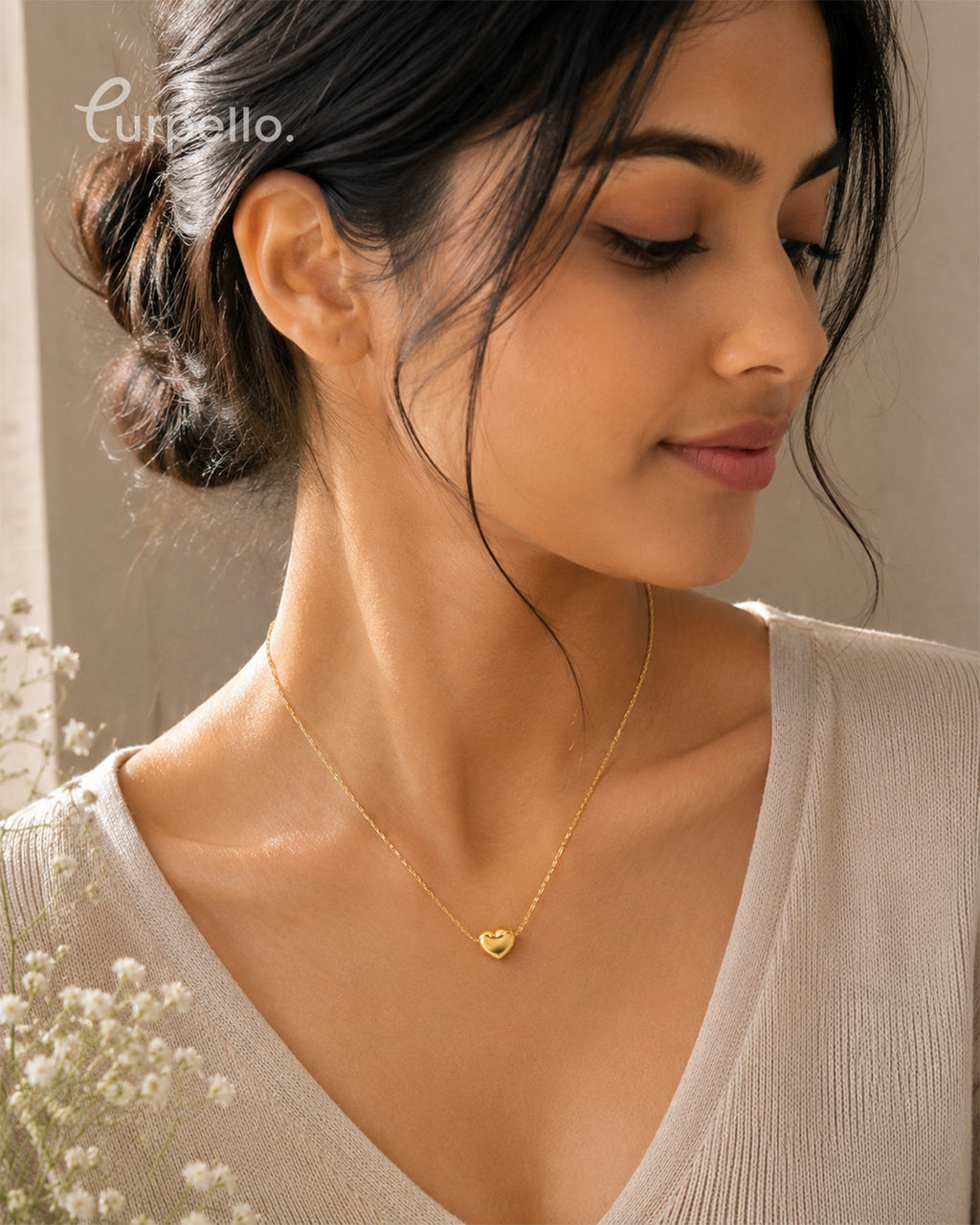 Minimal Heart Anti-Tarnish Gold Pendant Necklace