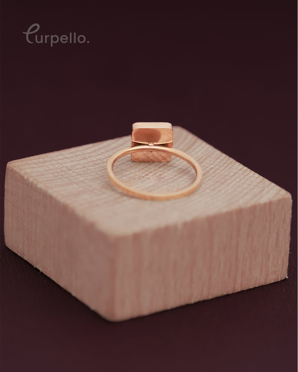 Purpello Minimal Square Black Stone Ring