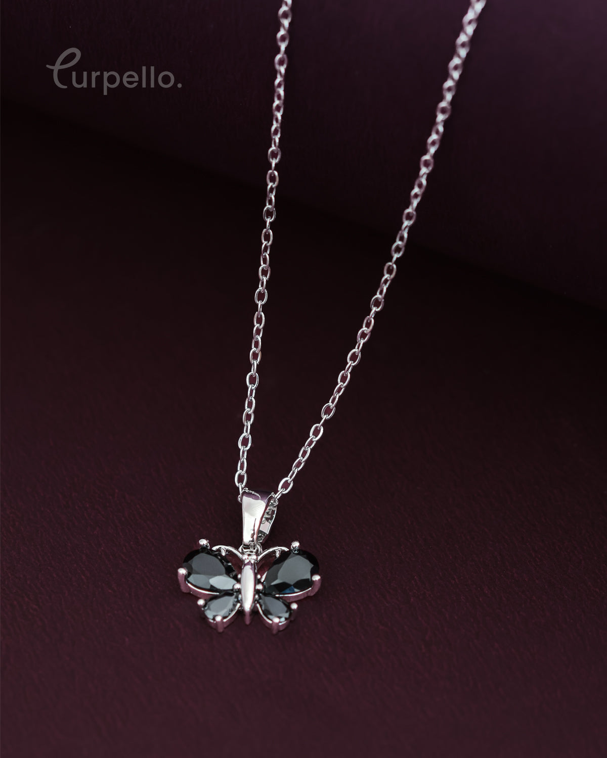 Purpello Midnight Butterfly Pendant Chain