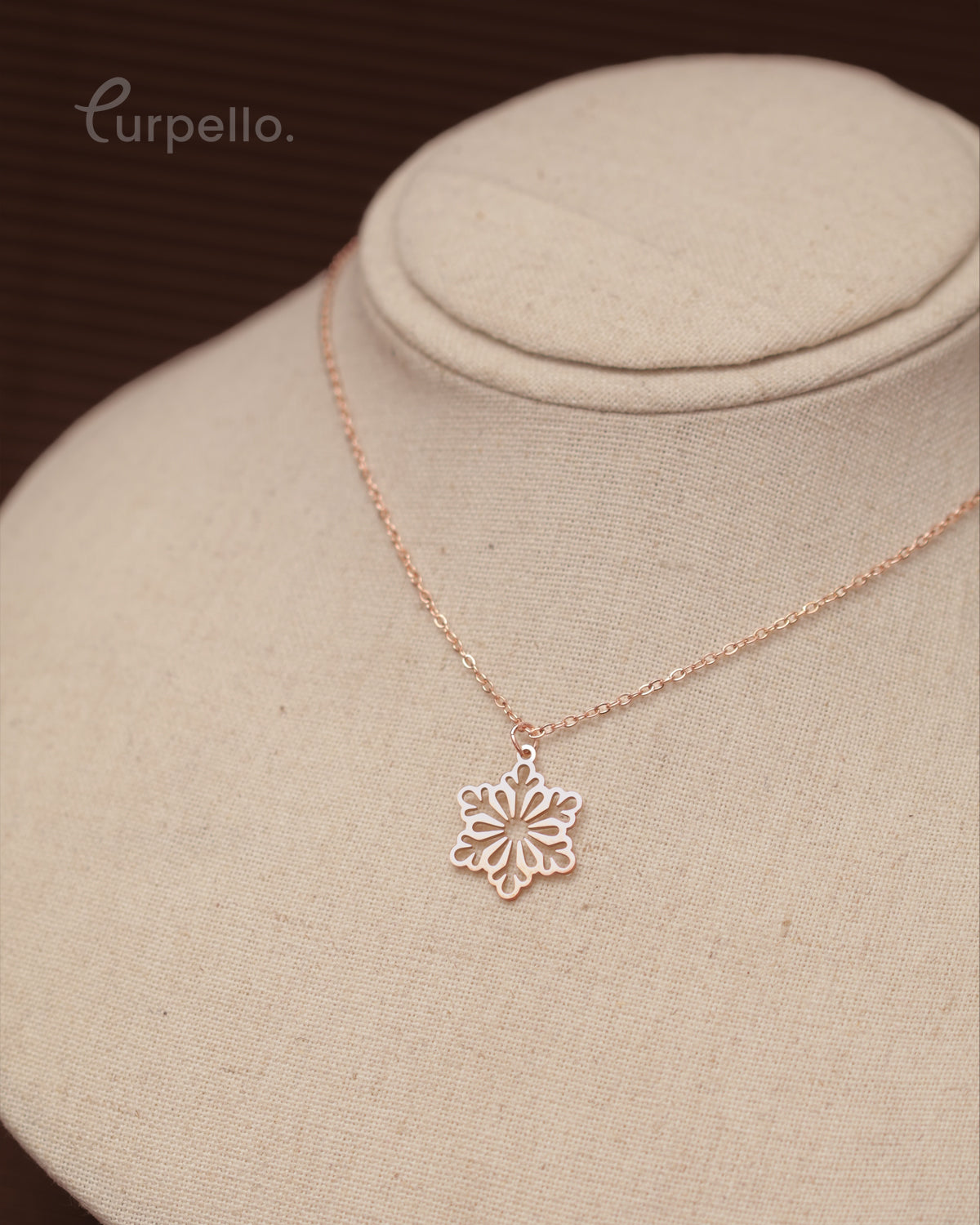 Purpello Snowflake Floral Rose Gold Pendant Chain