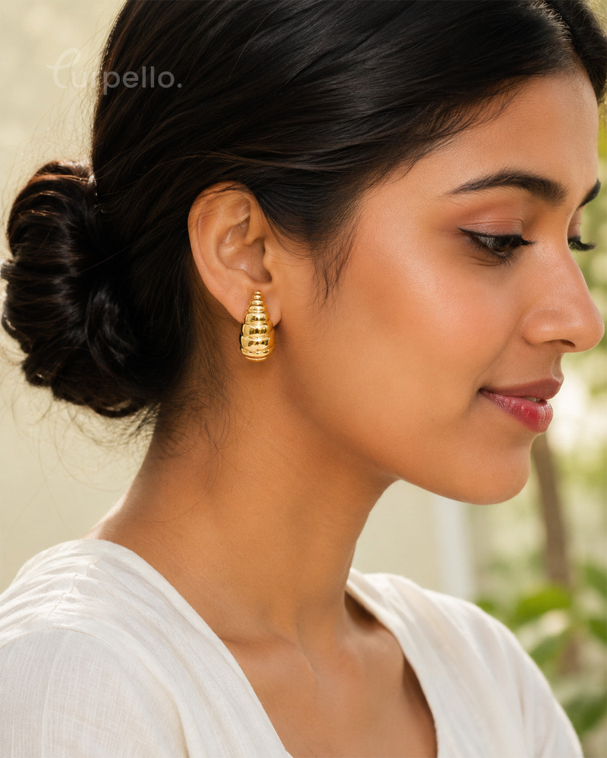 Purpello Premium Gold Dome Stud Earrings