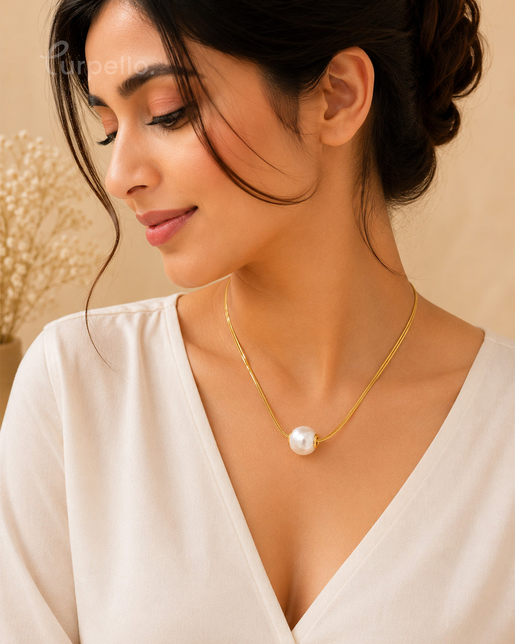 Purpello Big Pearl Pendant Necklace