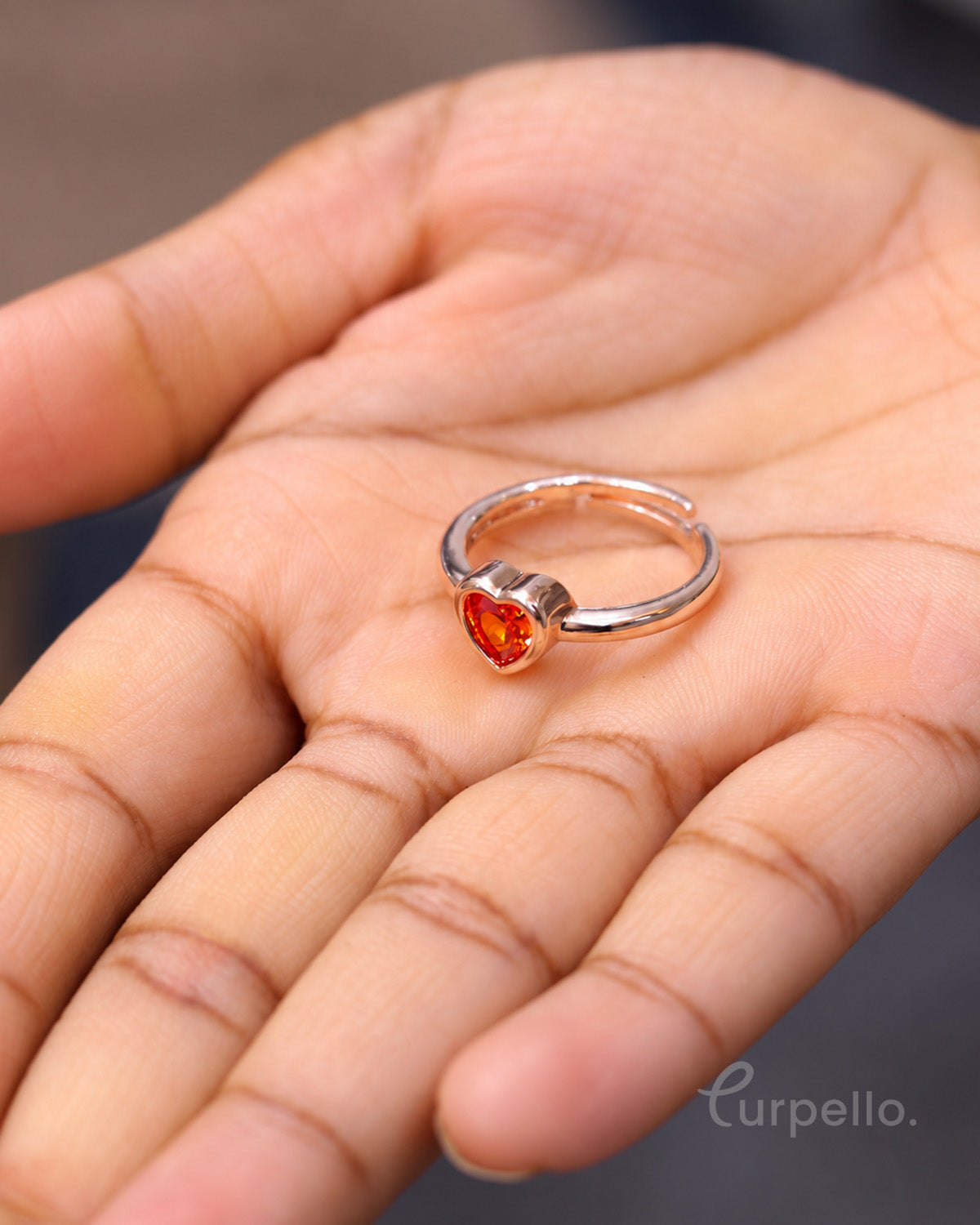 Elora Heart Ring – Ruby Orange