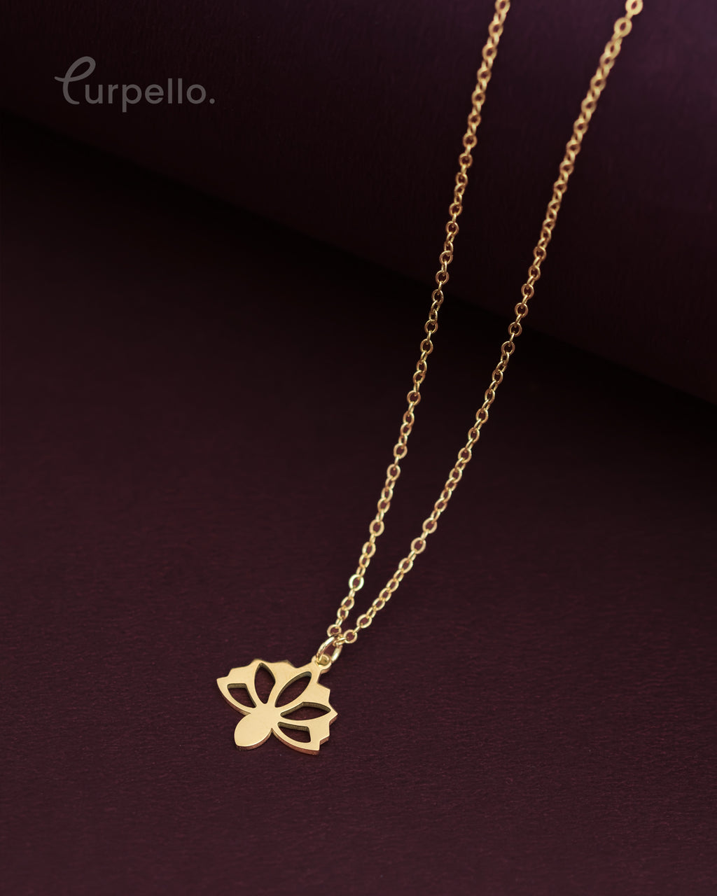 Purpello Minimal Lotus Gold Pendant Chain