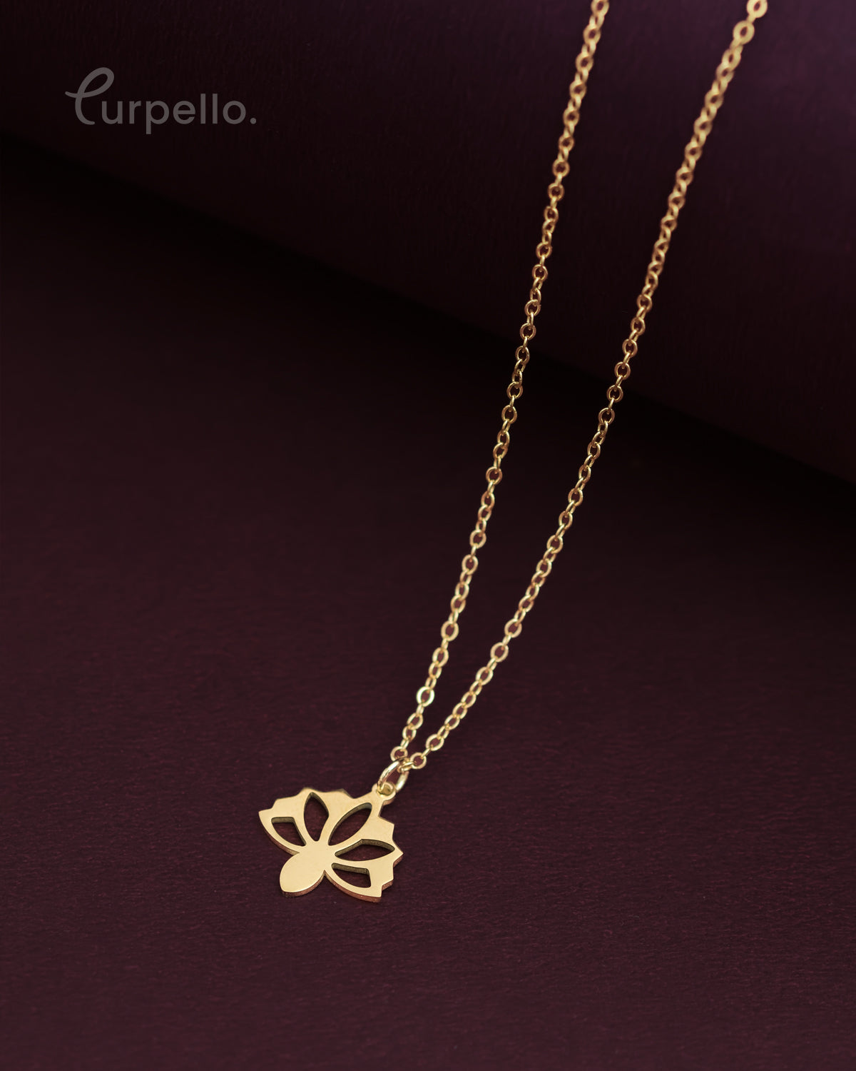 Purpello Minimal Lotus Gold Pendant Chain