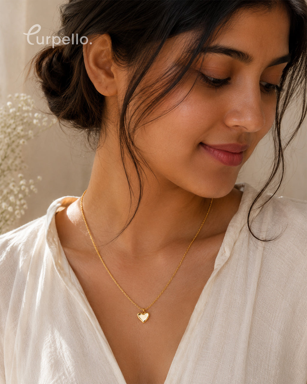 Rose Gold Heart Anti-Tarnish Minimal Pendant Necklace