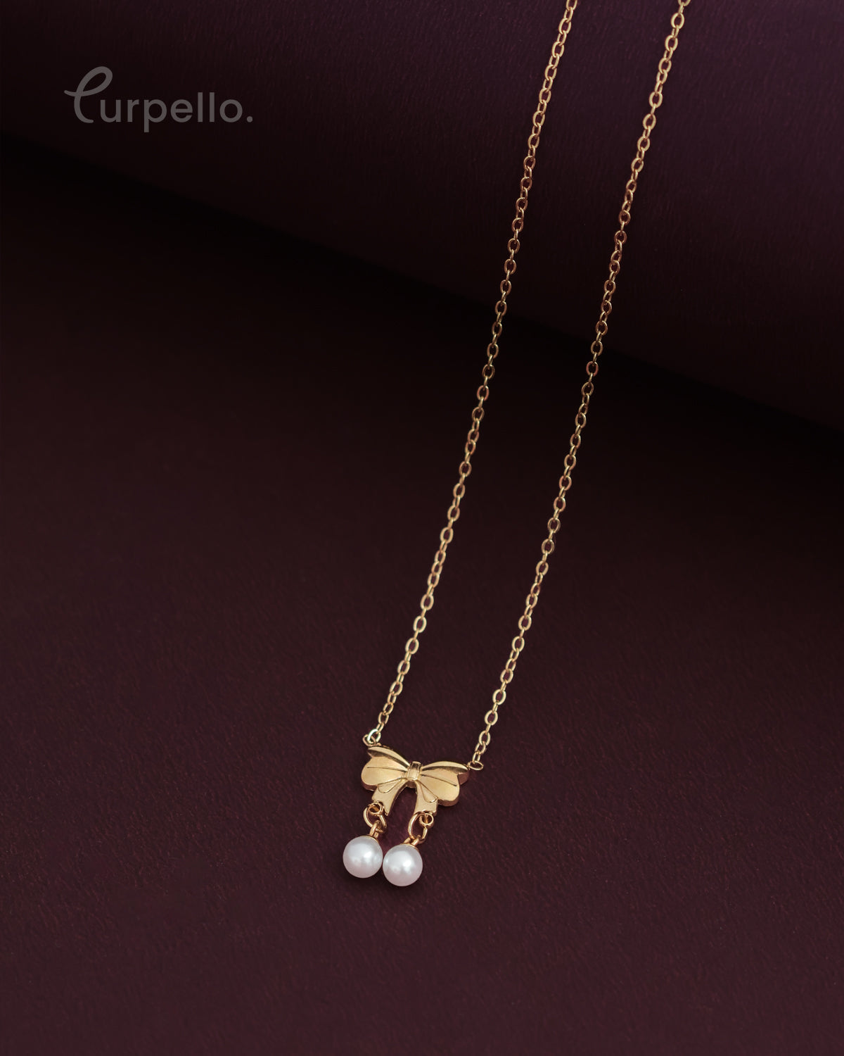 Purpello Bow Pearl Charm Necklace