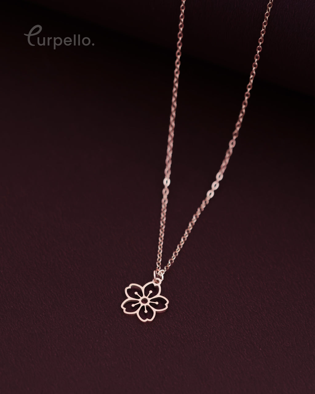 Purpello Elegant Floral Rose Gold Pendant Chain