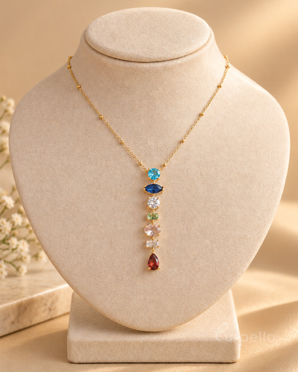 Purpello Aurora Multicolour Drop Necklace