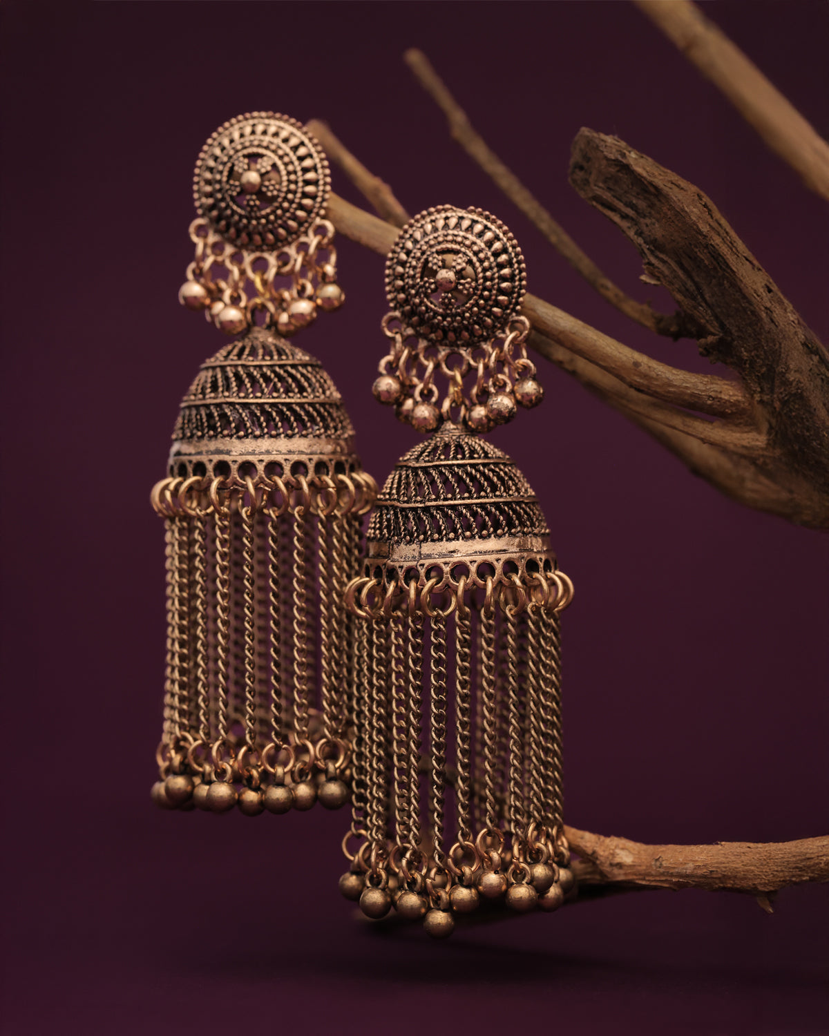 Purpello Antique Long Jhumka Earring