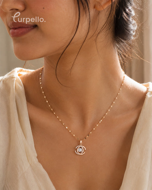 Premium RoseGold-Tone Crystal Pendant Necklace