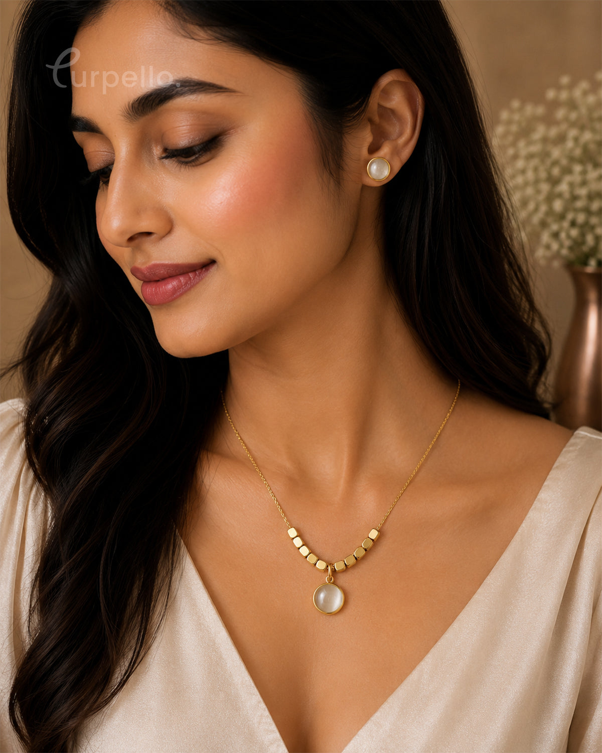 Purpello Pearl Glow Minimal Pendant Set