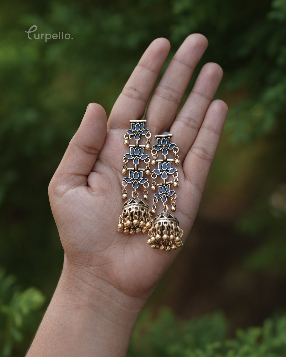 Purpello Lotus Drop Jhumka Earrings