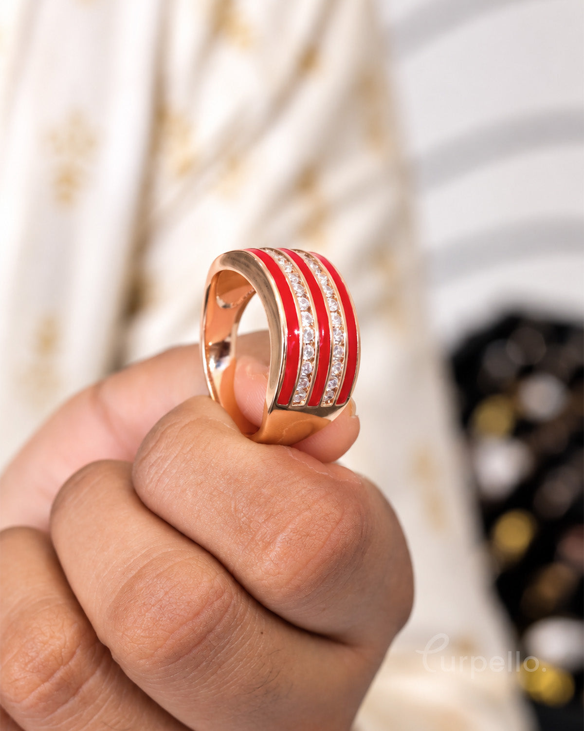 Big Ruby Radiance Red Enamel Ring