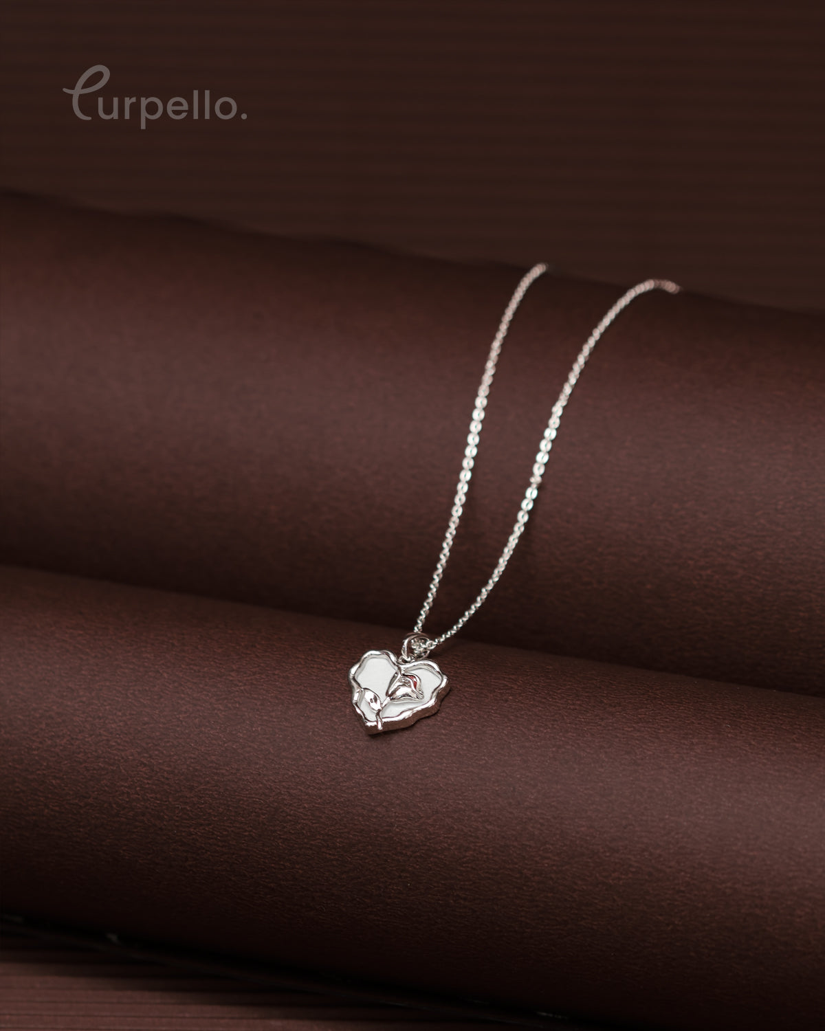 Purpello Elegant Heart Charm Silver Pendant Chain