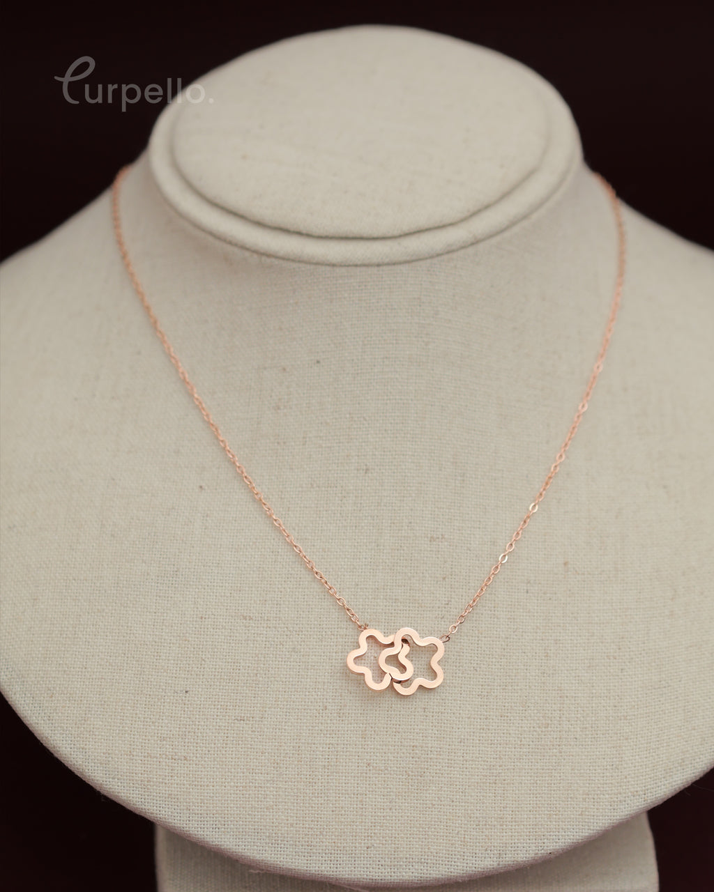 Purpello Twin Bloom Rose Gold Pendant Chain