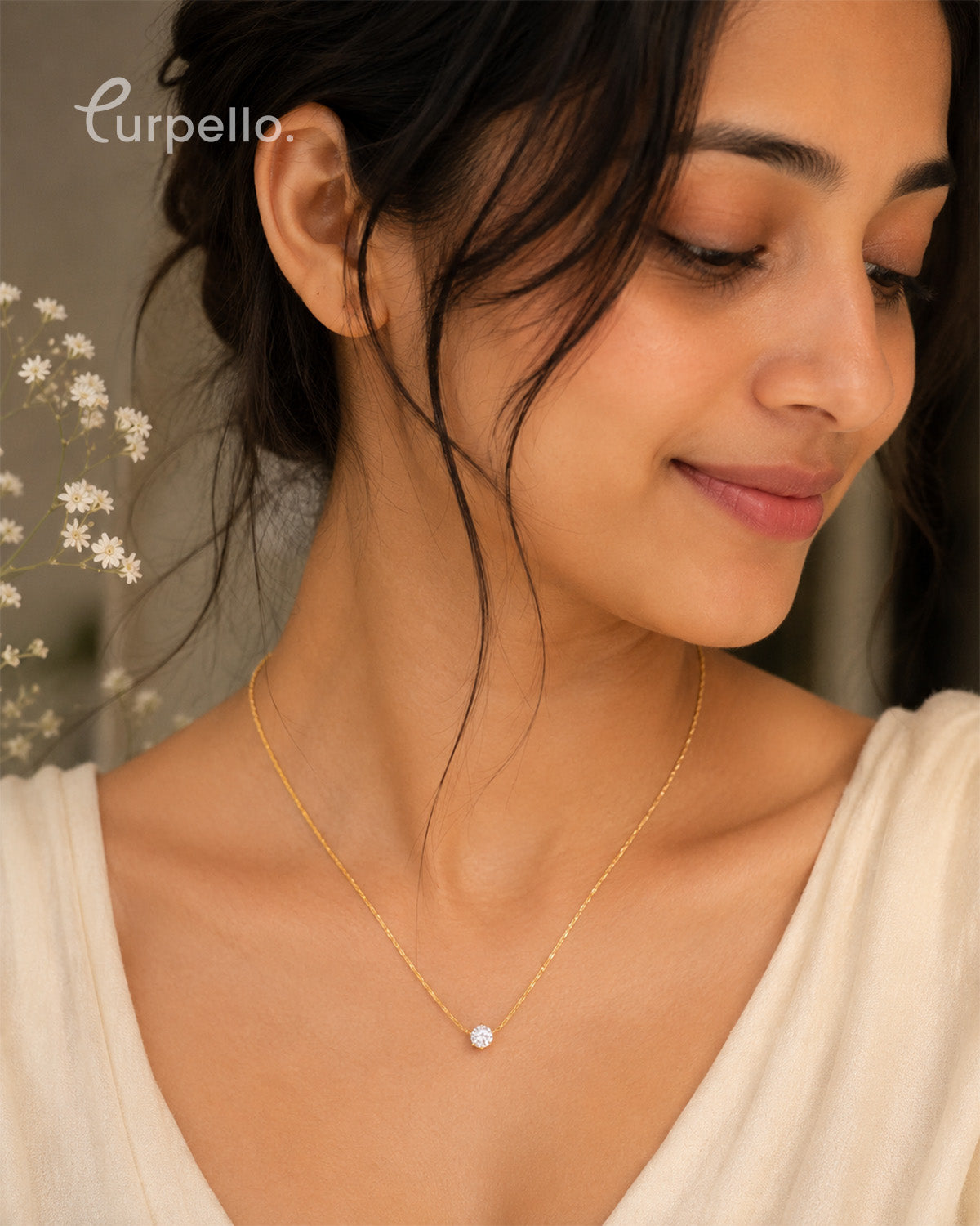 Purpello Solitaire Diamond Pendant Necklace