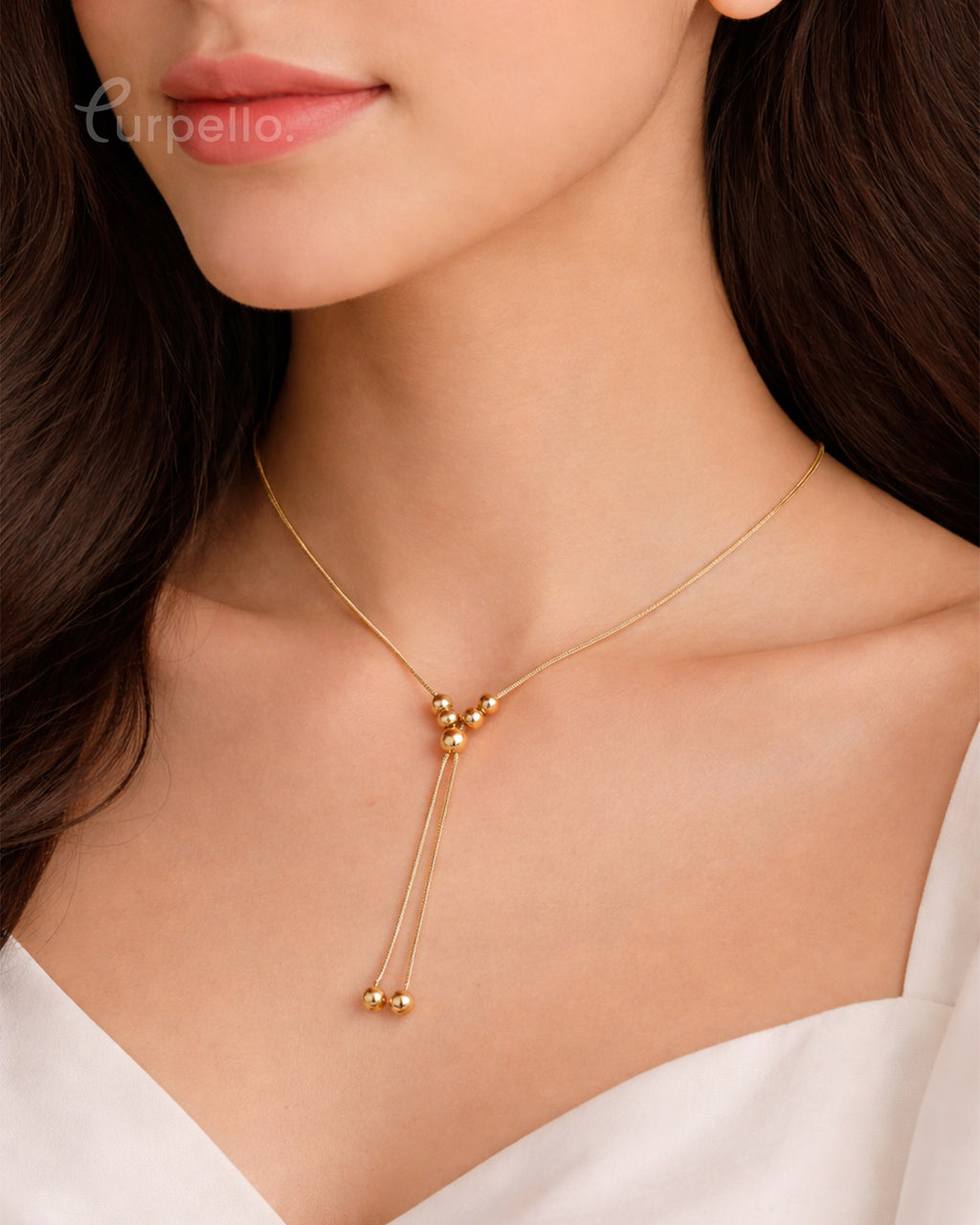 Purpello Adjustable Gold Bead Drop Chain
