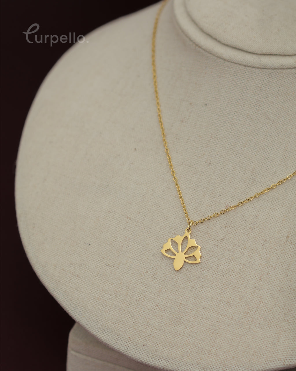 Purpello Minimal Lotus Gold Pendant Chain