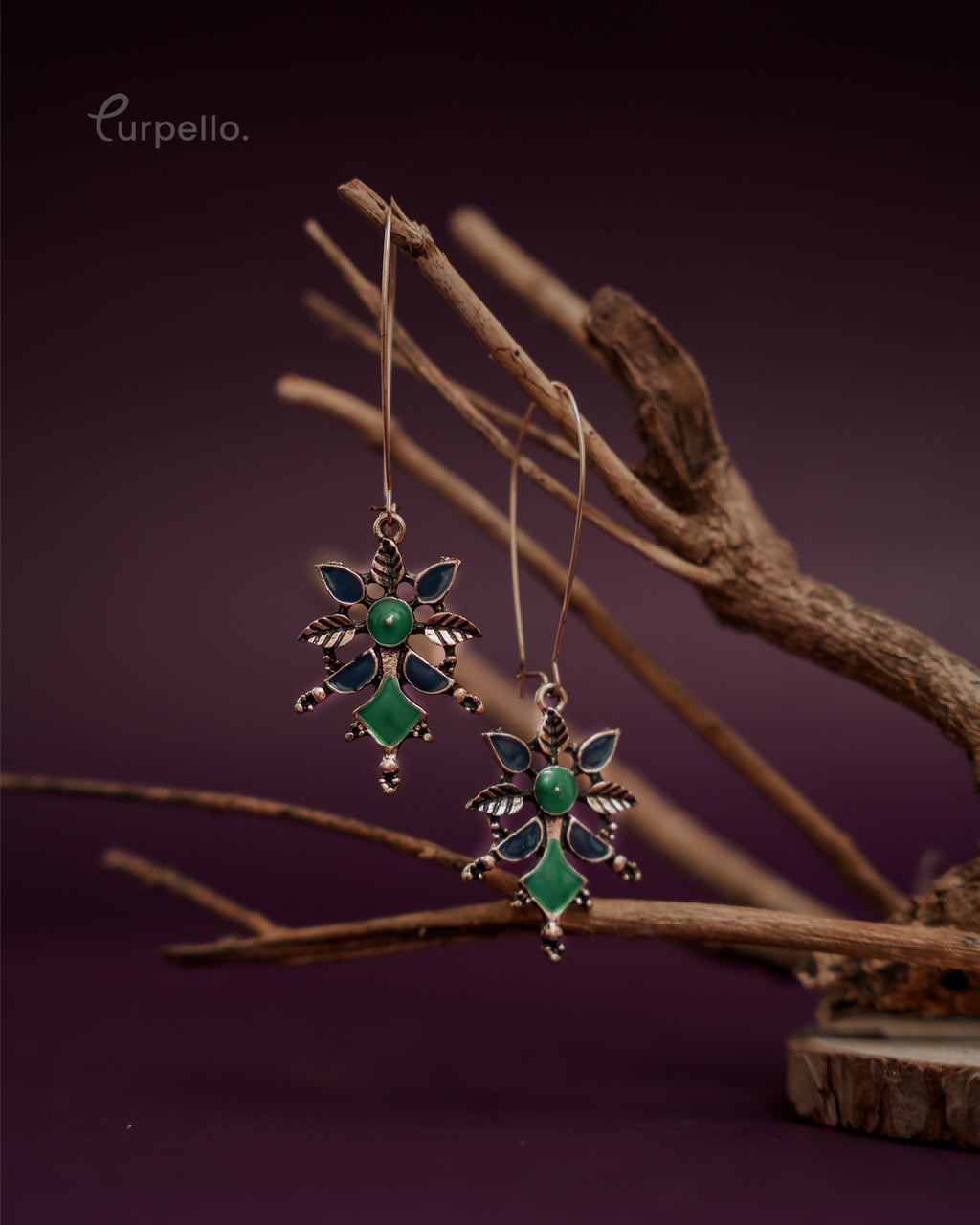 Purpello Dual Colour Hook Long Earring