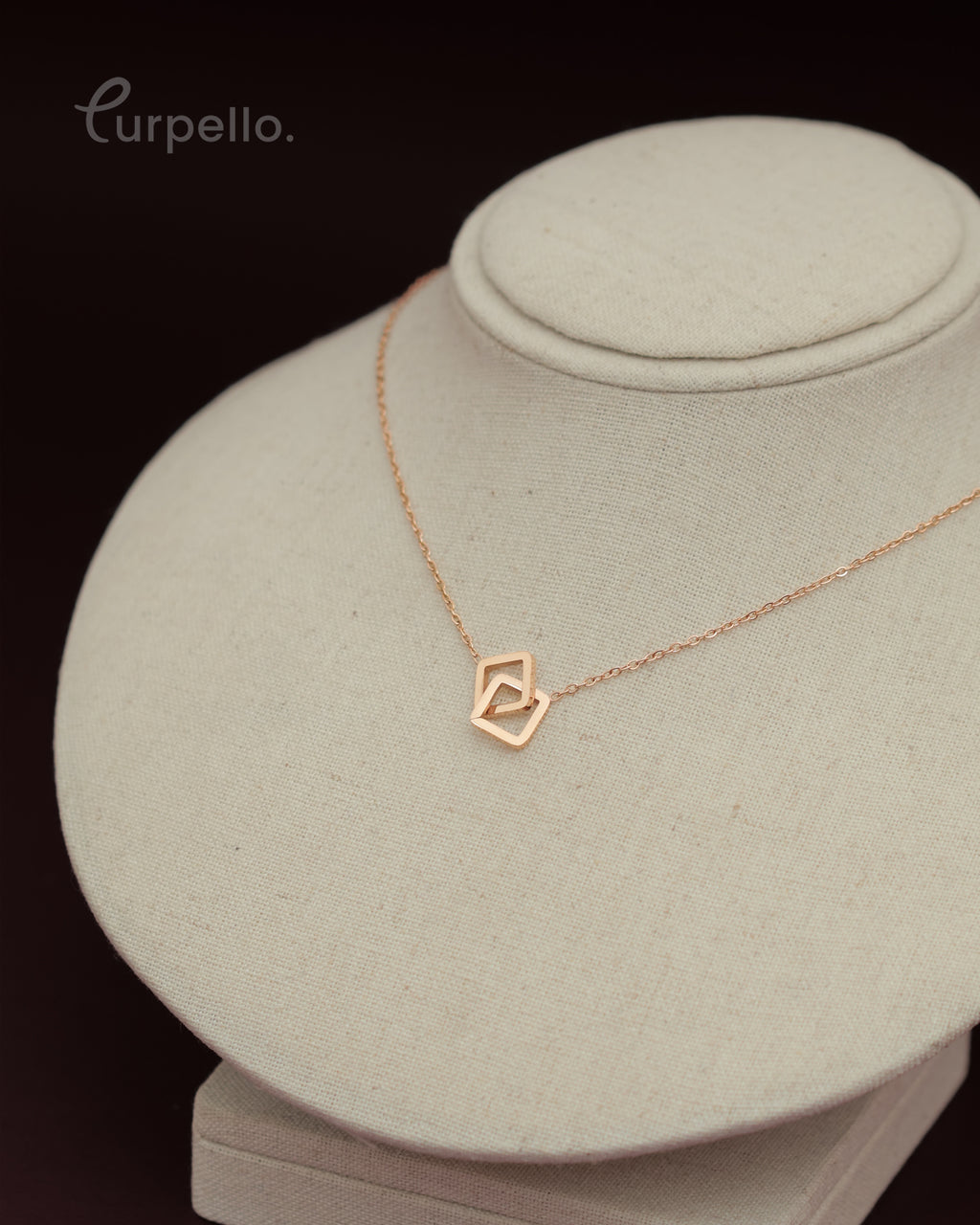 Purpello Rose Gold Geometric Pendant Chain