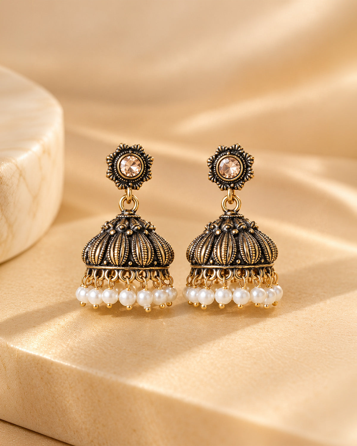 Emerald Heritage Antique Jhumka Earrings