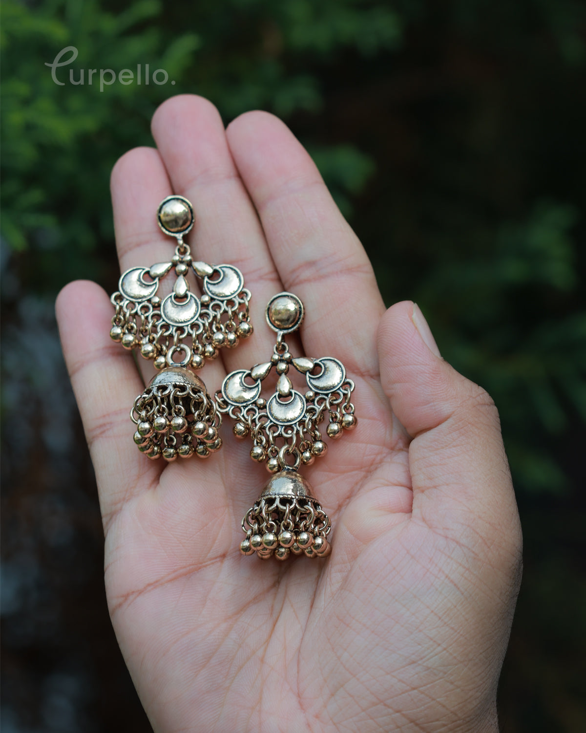 Purpello Traditional Jhumka Dangle Earrings with Bead Drops