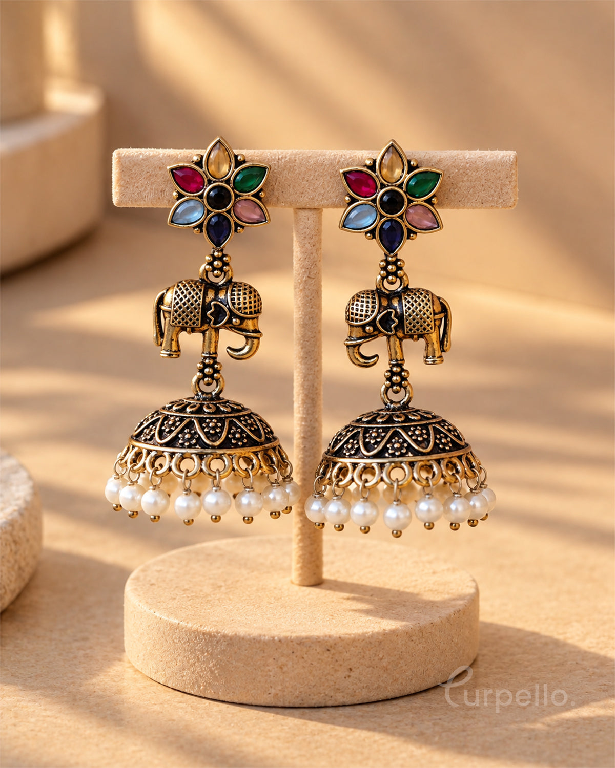 Purpello Elephant Jhumka Earrings