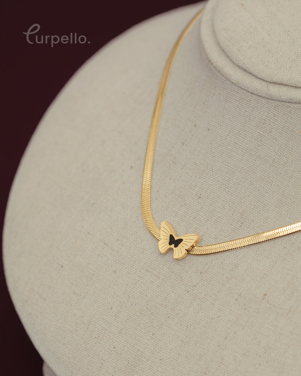 Purpello Butterfly Gold Snake Chain Necklace