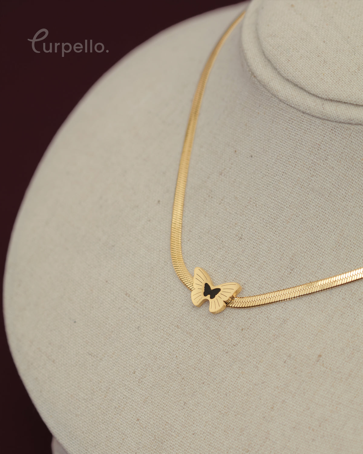Purpello Butterfly Gold Snake Chain Necklace