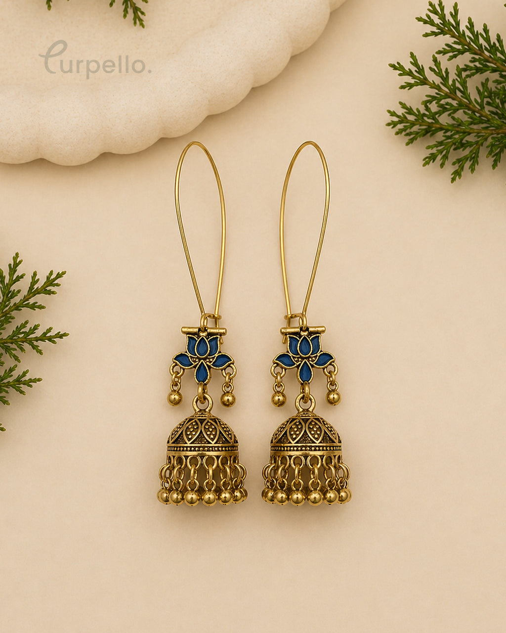 Purpello Antique Gold Jhumka Earrings