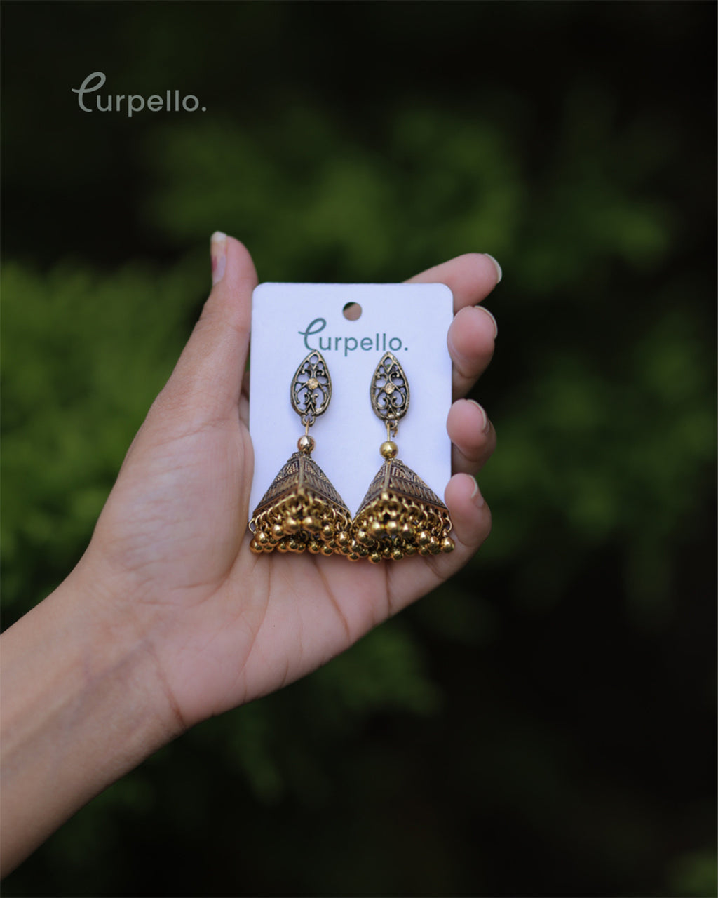Purpello Antique Geometric Shaped Jhumki