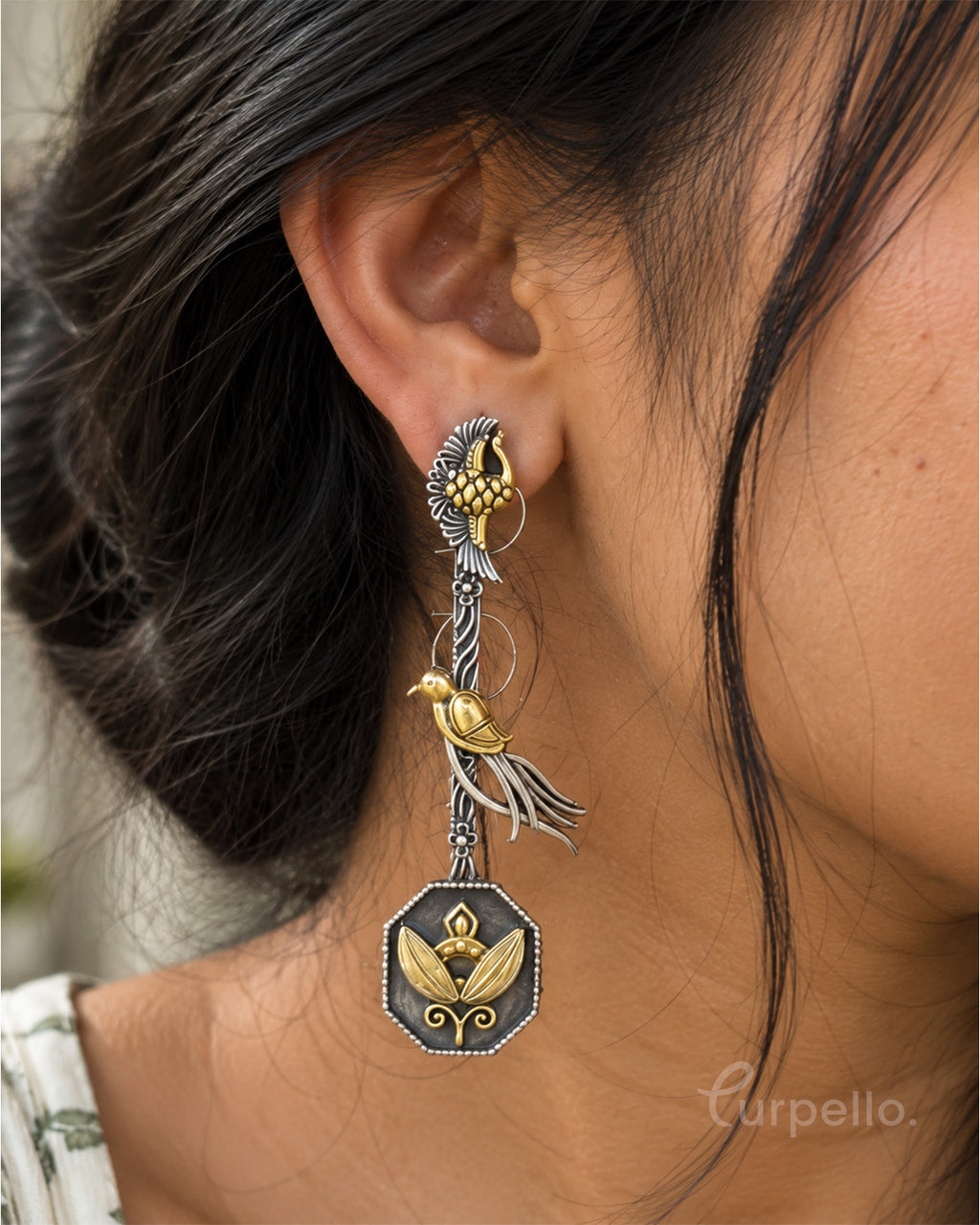 Mayura Heritage Peacock Long Earrings