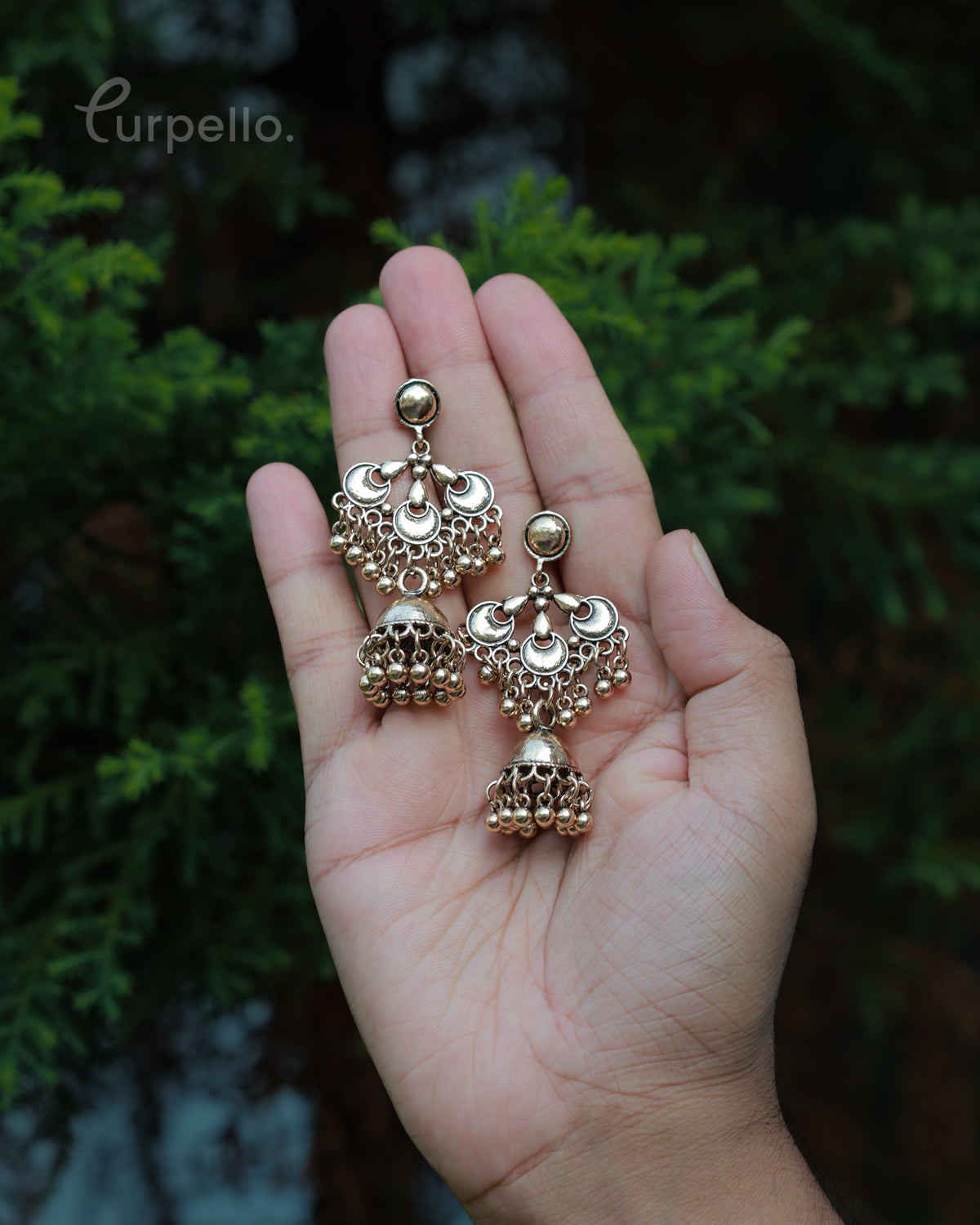 Purpello Traditional Jhumka Dangle Earrings with Bead Drops