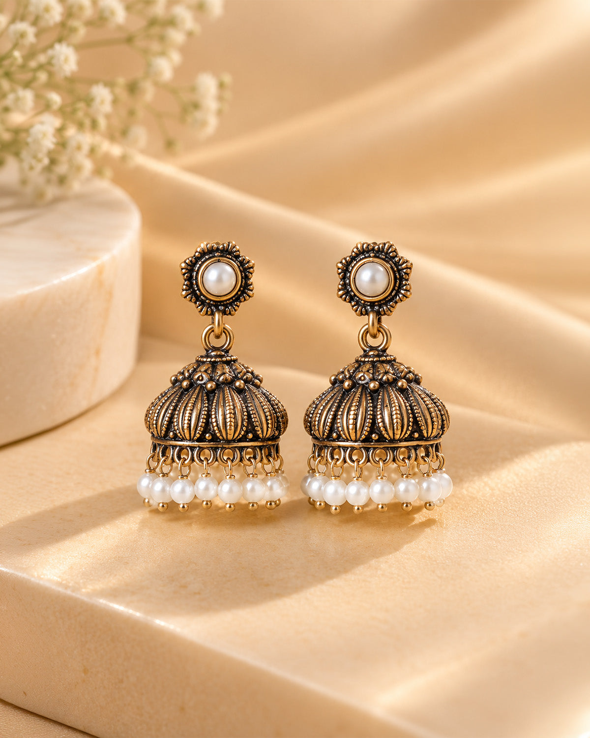 Emerald Heritage Antique Jhumka Earrings