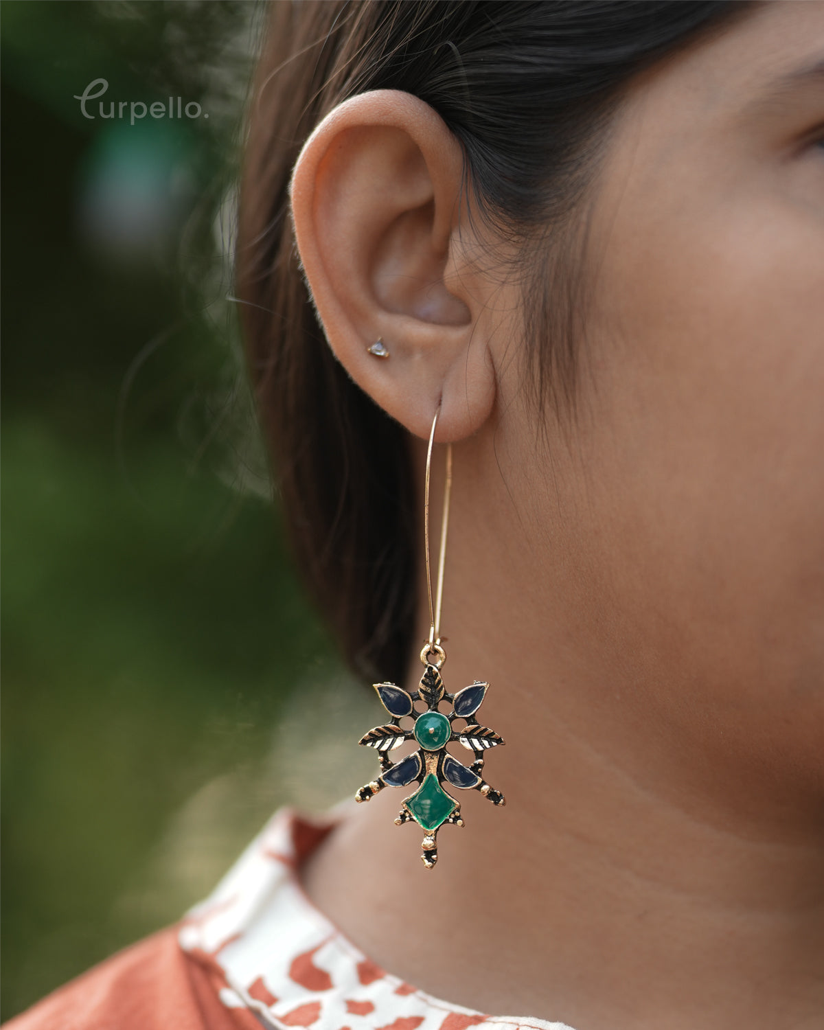 Purpello Dual Colour Hook Long Earring