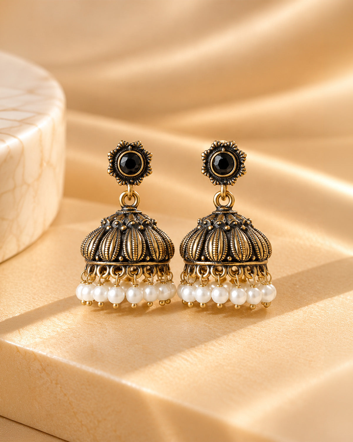 Emerald Heritage Antique Jhumka Earrings