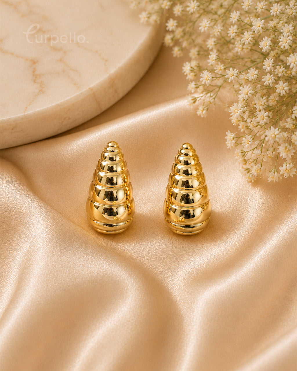 Purpello Premium Gold Dome Stud Earrings