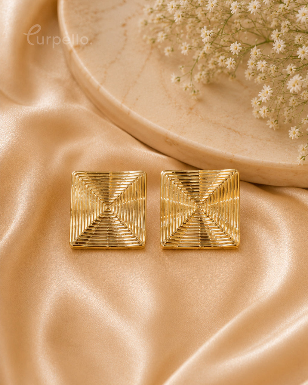 Purpello Premium Geometric Square Stud Earrings
