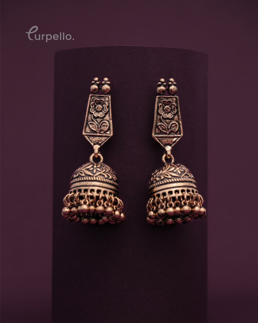 Purpello Traditional Floral Design Jhumki Earring
