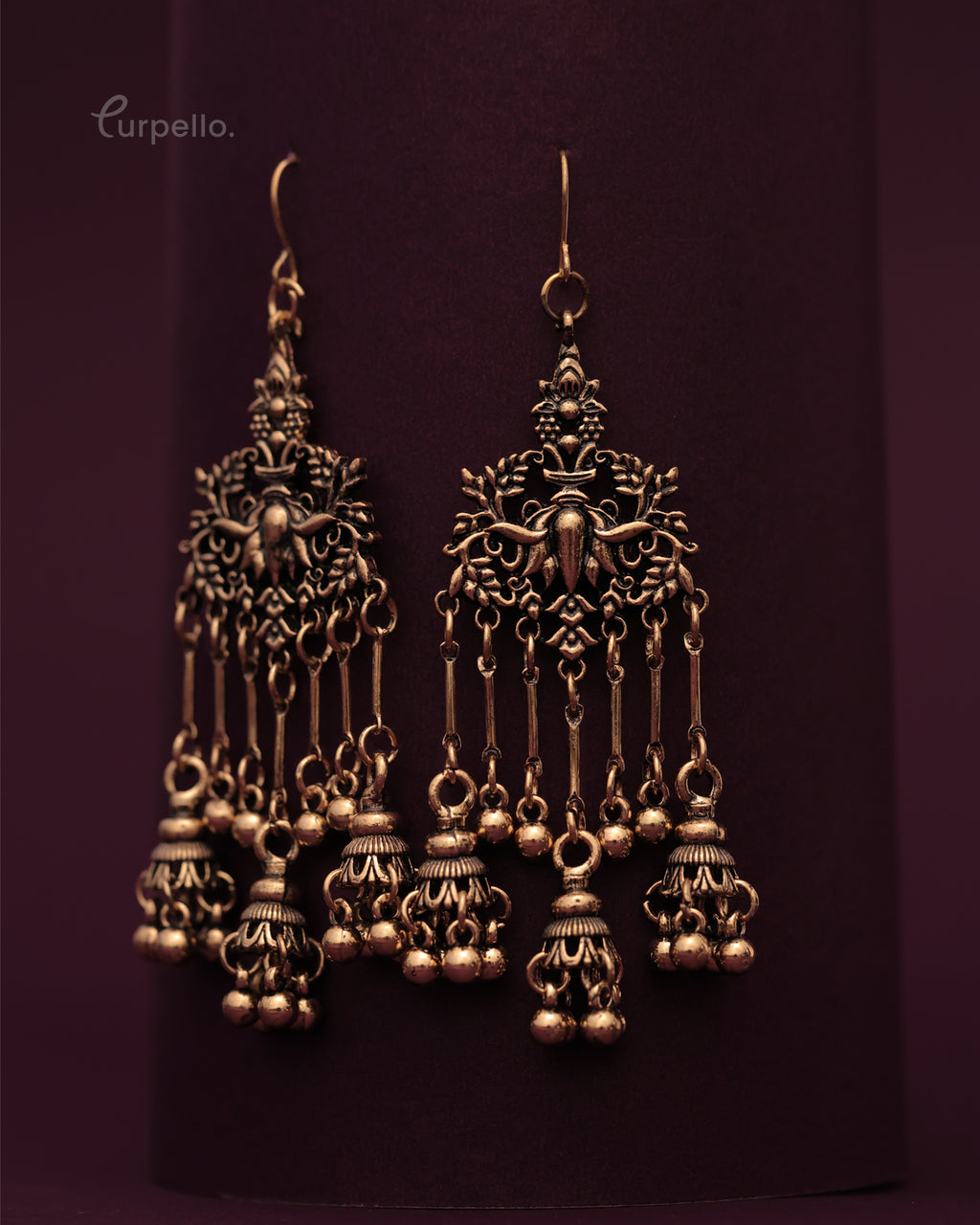 Purpello Long Vintage Jhumka Earrings