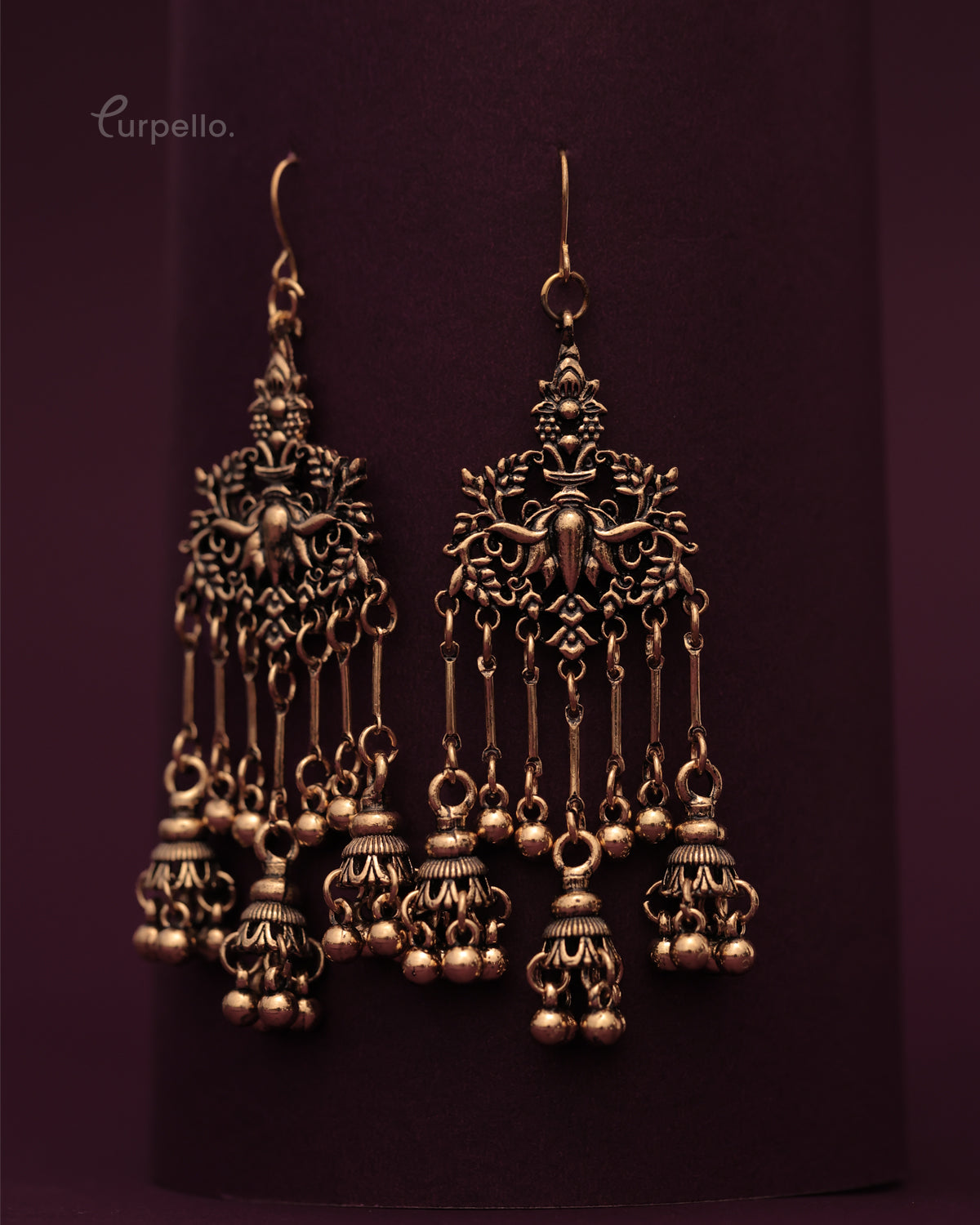 Purpello Long Vintage Jhumka Earrings