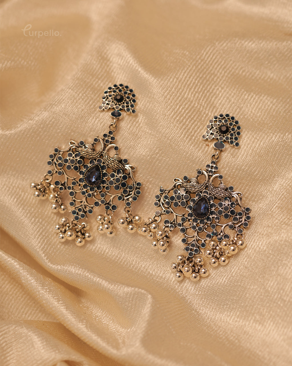 Purpello Antique Peacock Drop Earrings