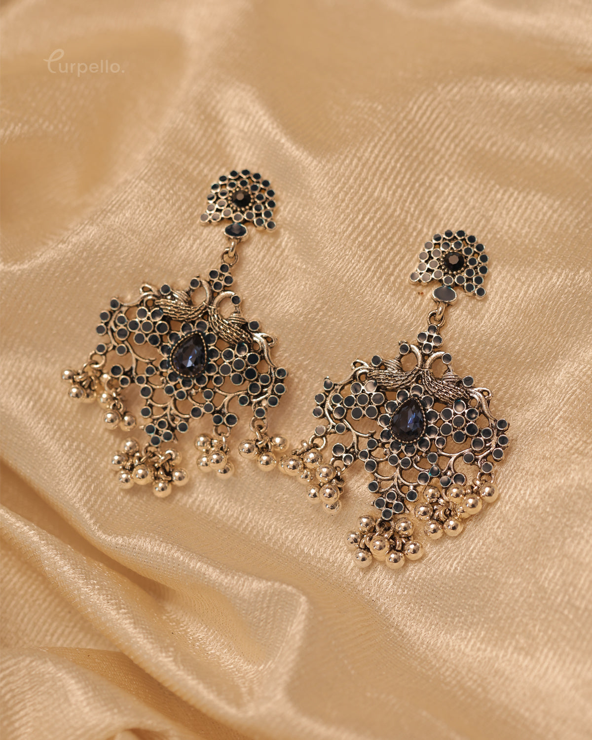 Purpello Antique Peacock Drop Earrings